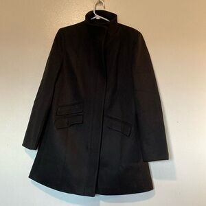 Zegna black grailed rayon blend front zip with pockets long lined coat jacket